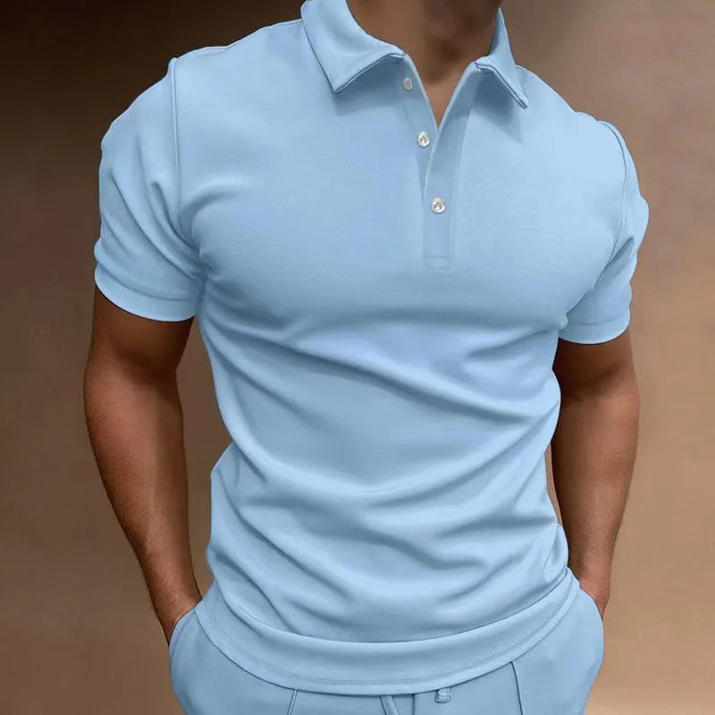 Men's loose fit cotton blend t-shirt with button front detail in multiple colour options