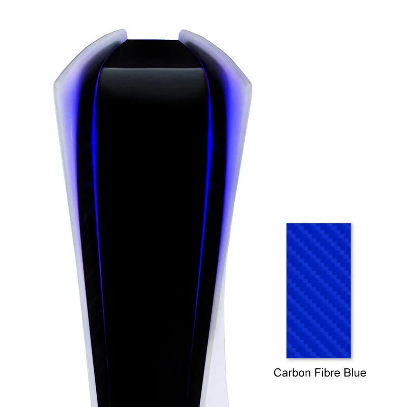 PS5 LED light bar film sticker in carbon fibre pattern showing four colour options