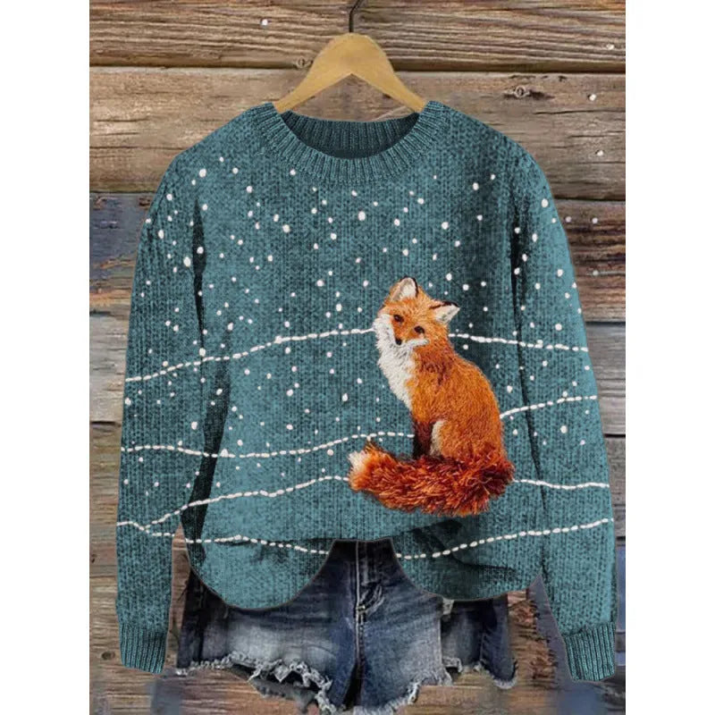 Little Flower digital printed floral pattern sweater in a round neck style.
