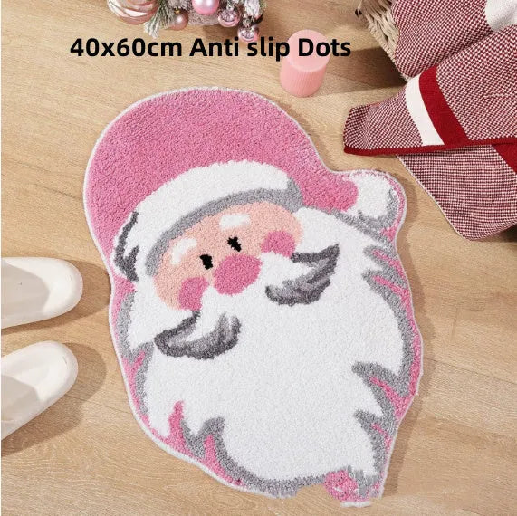 Christmas hallway mat with geometric festive patterns and non-slip backing in multiple size options