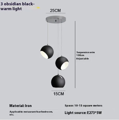 Post-modern ball chandelier table lamp in Moon White or Obsidian Black finish, available in single-head or three-head configurations.