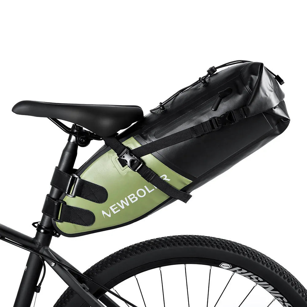Large waterproof PVC bicycle tail bag in yellow with 13 litre capacity for outdoor cycling storage