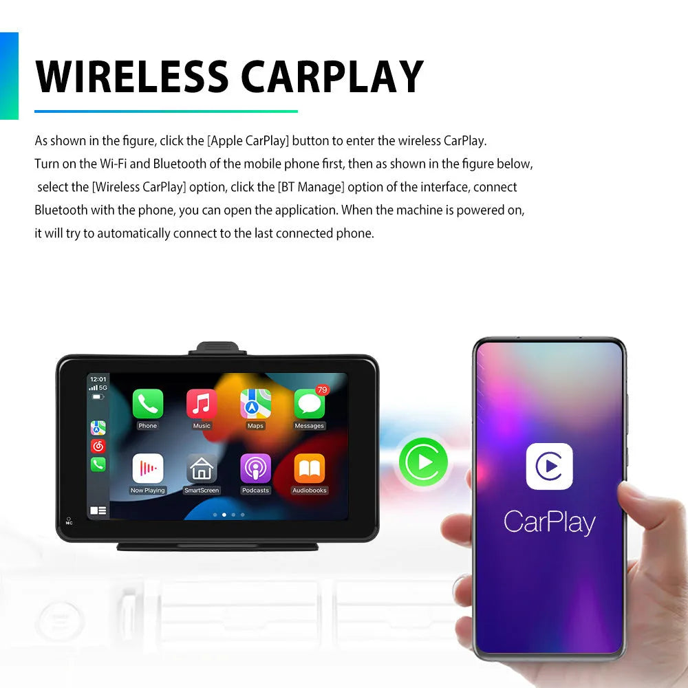 7-inch HD wired car screen player with multilingual interface and dual mounting options