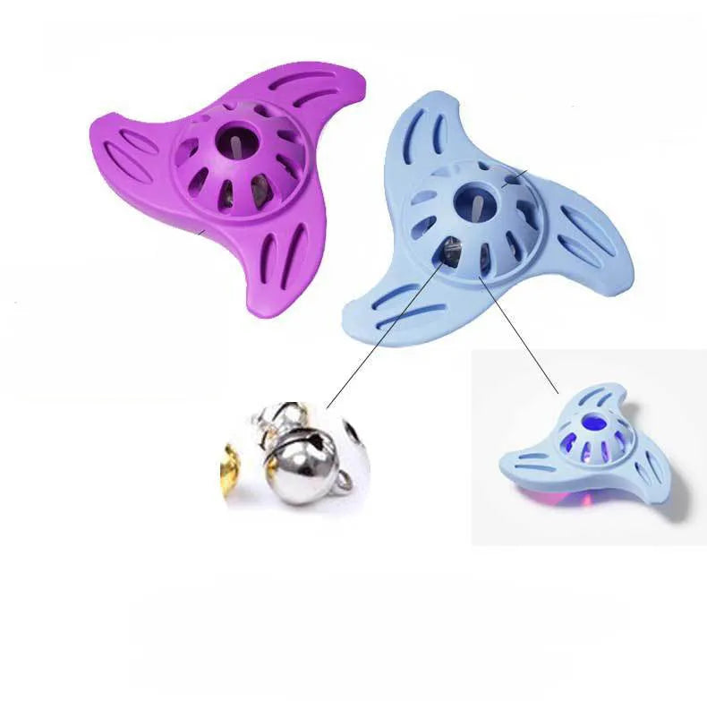 Blue bite-resistant boomerang-shaped dog toy with molar texture on a white background.