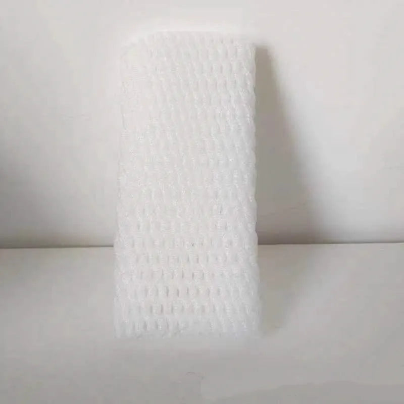 White foam shockproof protective net cover for fruit, shown in various sizes.