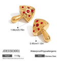 Inlaid zircon mushroom design stainless steel earrings for women geometric shape