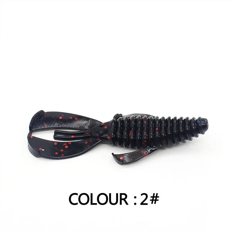 PVC soft plastic fishing lure in two sizes: a smaller 8cm and a larger 12cm model, shown in a selection of colour variations.