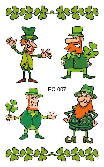 Irish festival clover tattoo sticker paper with water transfer printing, 120mm by 75mm