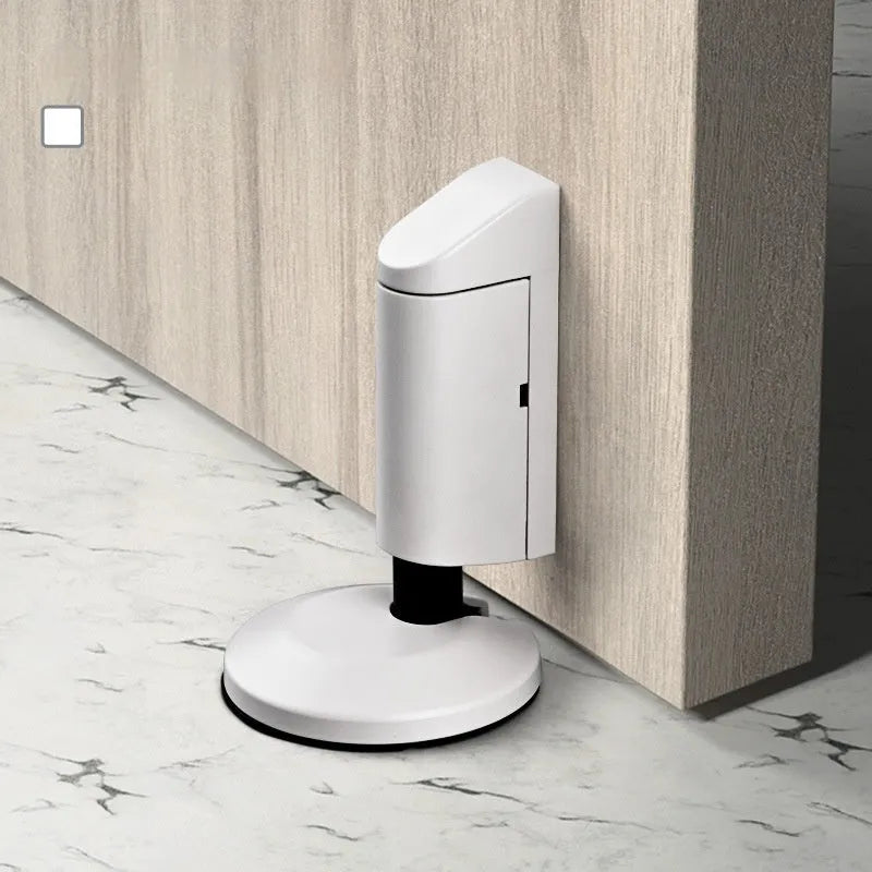 Zinc alloy invisible door stopper in six colour options including black, milky white and brushed metals