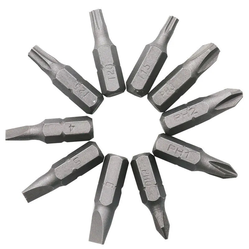 L-type double-headed socket wrench with 10 steel drill bits for mechanical and DIY applications