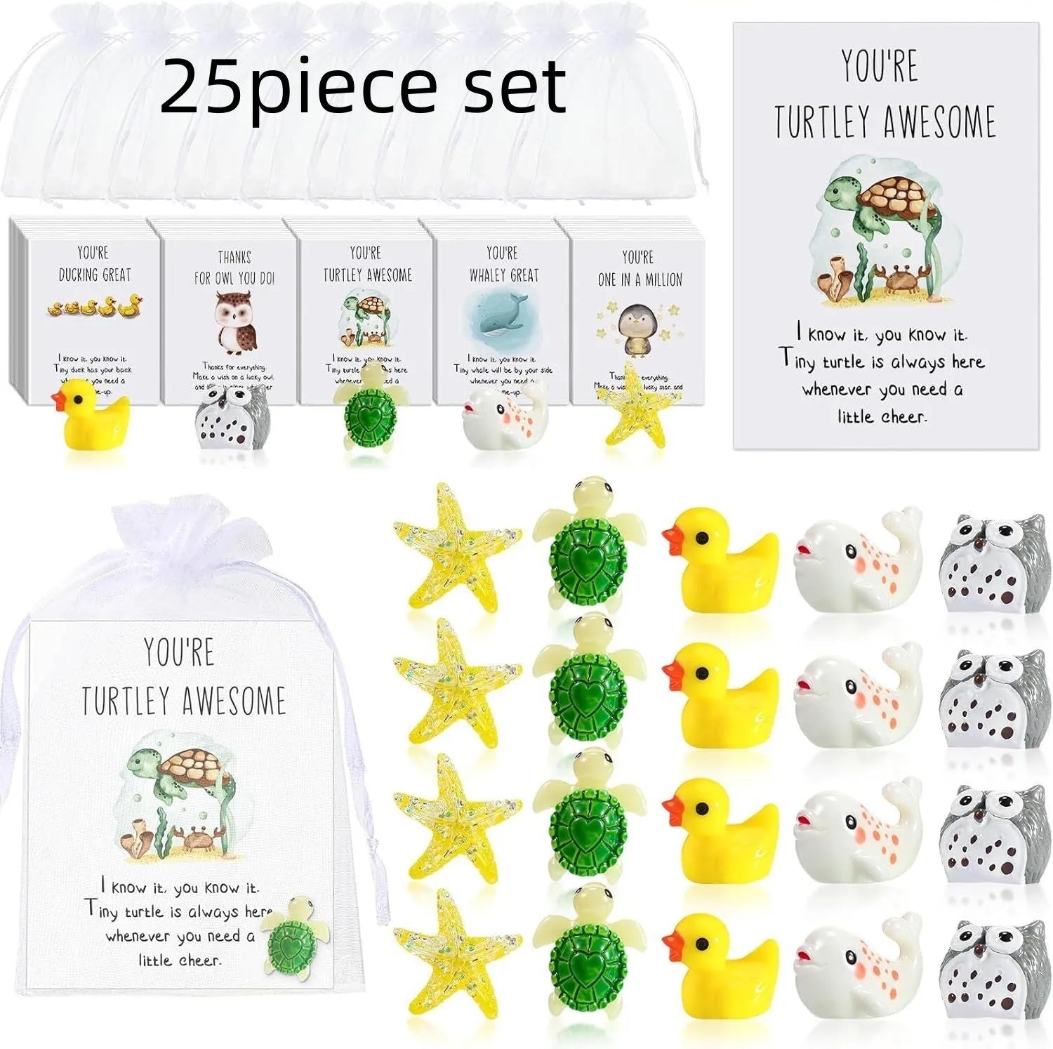 Set of resin-finish inspirational memo cards with pun designs, arranged showing multiple cards.