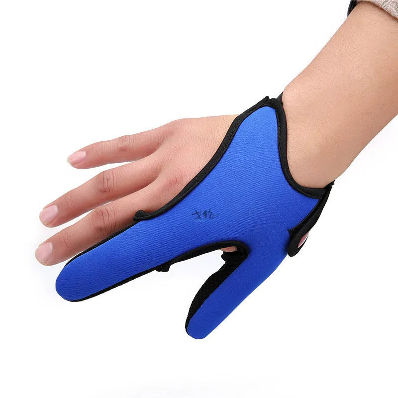 Fishing two finger gloves showing microfiber palm and diving cloth back in black colour