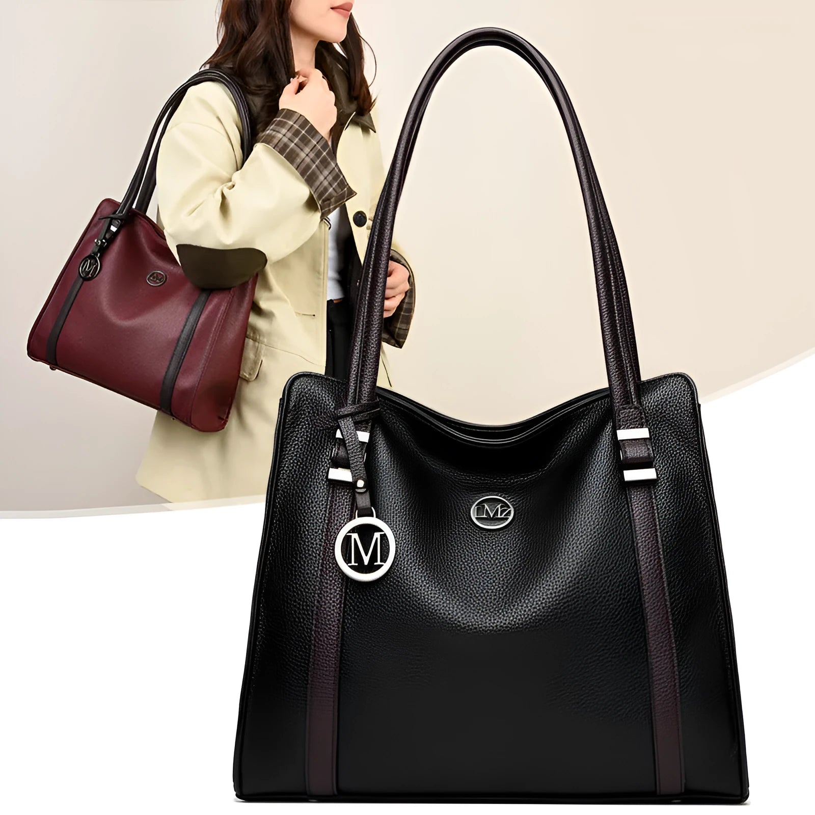 Women's large capacity crossbody bag in European retro style with soft PU leather construction