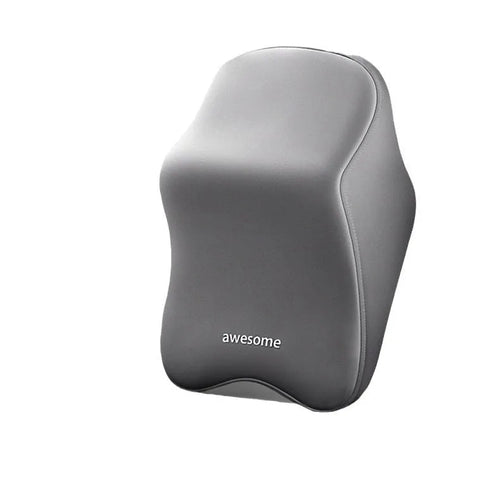 Black memory foam car headrest pillow and lumbar support pillow with removable cotton covers.