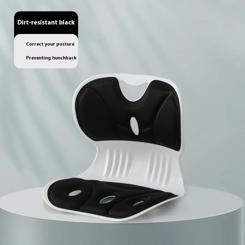 Memory foam seat cushion in grey with optional waist pillow fixing band for chair backrest support
