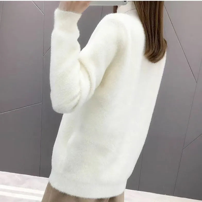 Women's half turtleneck solid colour long sleeve bottoming shirt in black size S