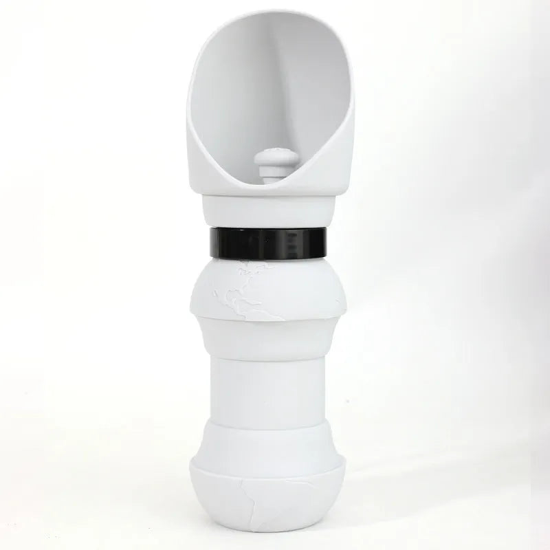 A folded flat and an unfolded silicone pet travel bowl showing its collapsible design.
