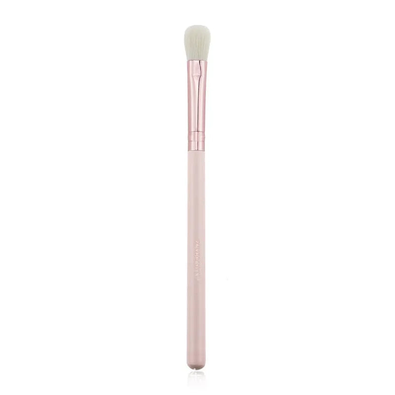 26 pink makeup brushes with wooden handles in portable case