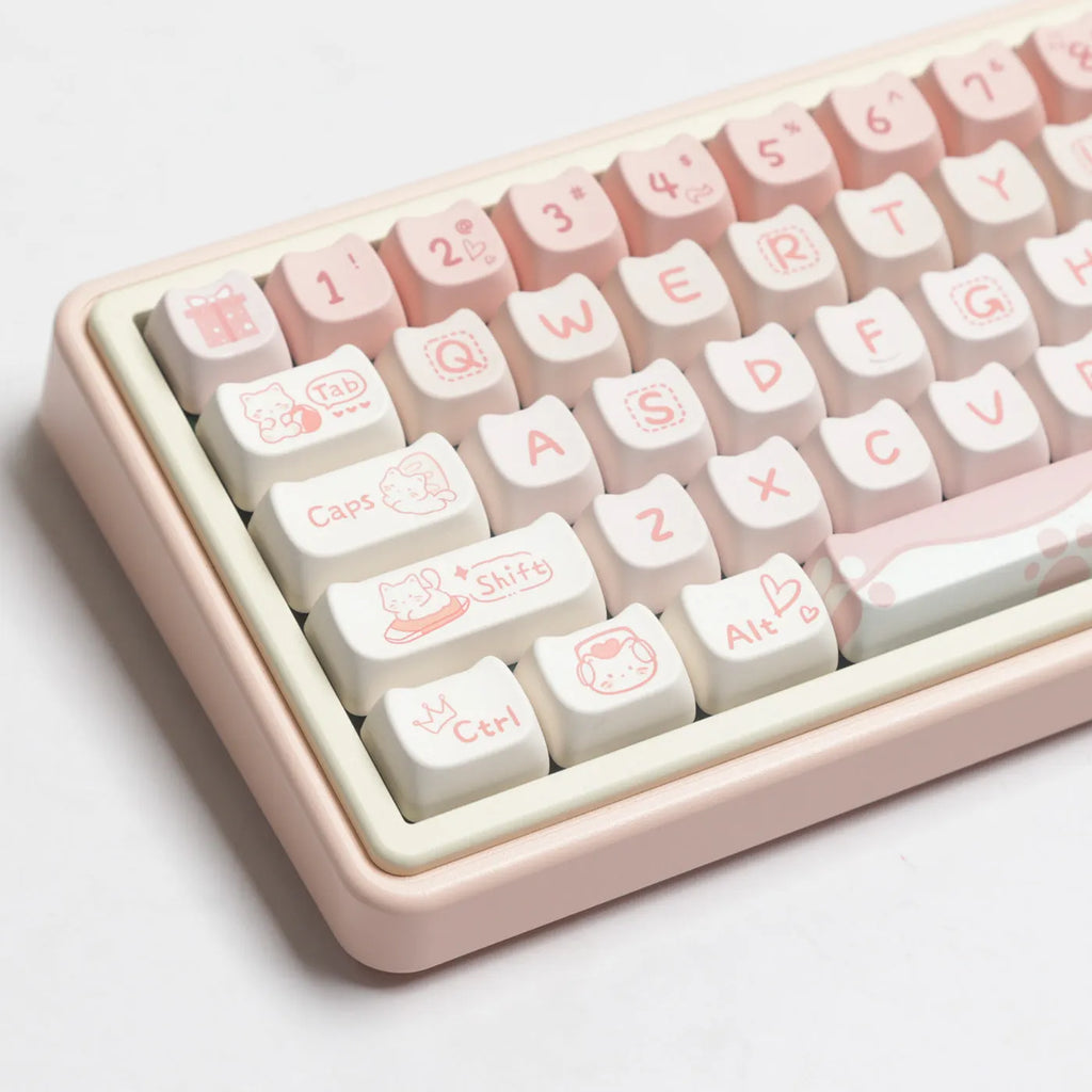 Full set of PBT sublimation printed key caps for mechanical keyboards showing multi-colour patterns