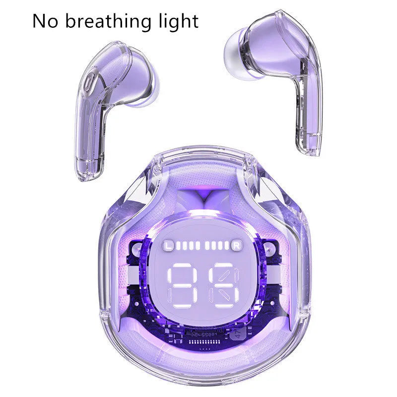 Transparent warehouse wireless Bluetooth in-ear headset shown in multiple colours.