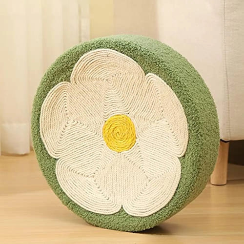Green round sisal cat scratcher bowl lounge bed with deep bowl design for scratching and sleeping