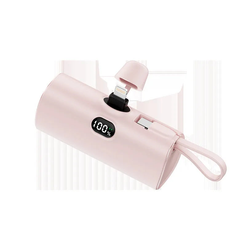 Capsule-shaped wireless power bank with digital display in five colour options