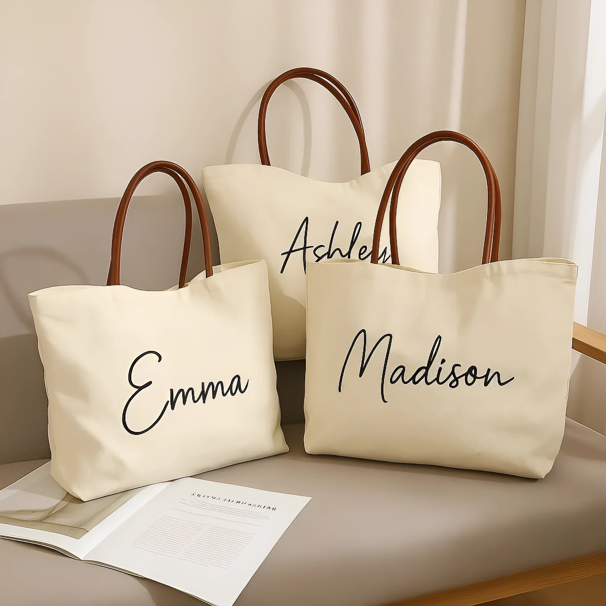 Canvas tote bag in beige white colour with reinforced double-stitched handles