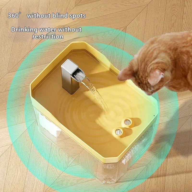 Automatic cat water fountain with transparent cover and circulating water filter system