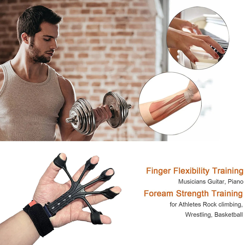 Silicone finger flexion and extension trainer with adjusting belt for adult rehabilitation