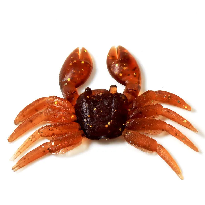 8cm PVC crab fishing lure in red and brown colour options for saltwater angling
