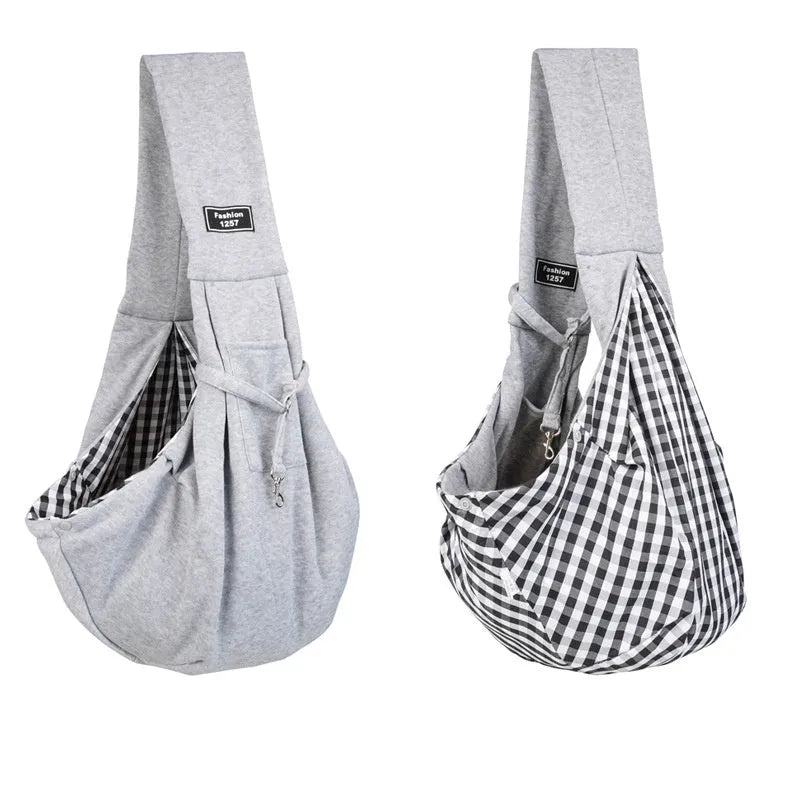 Folding cat messenger backpack with mesh panels shown in one of six colour options.