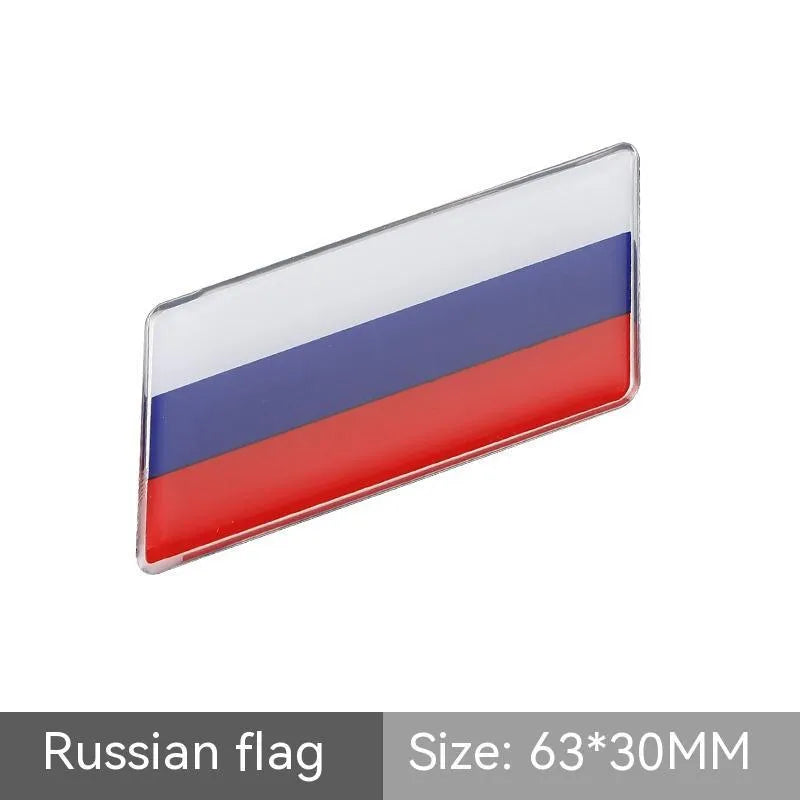 Aluminium car sticker flag emblem showing national flag design in parallelogram shape