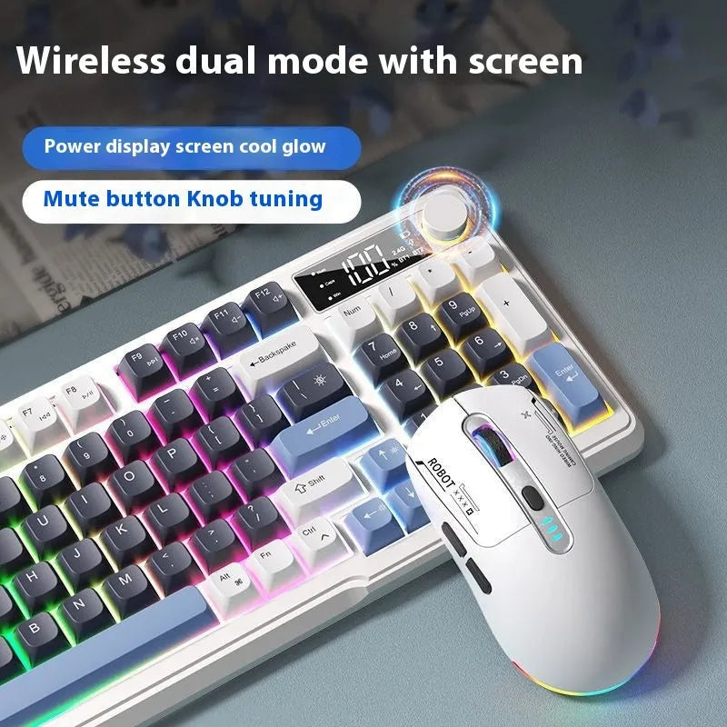 Wireless Bluetooth keyboard and mouse combo in blue white colour with compact design and ball-shaped keycaps