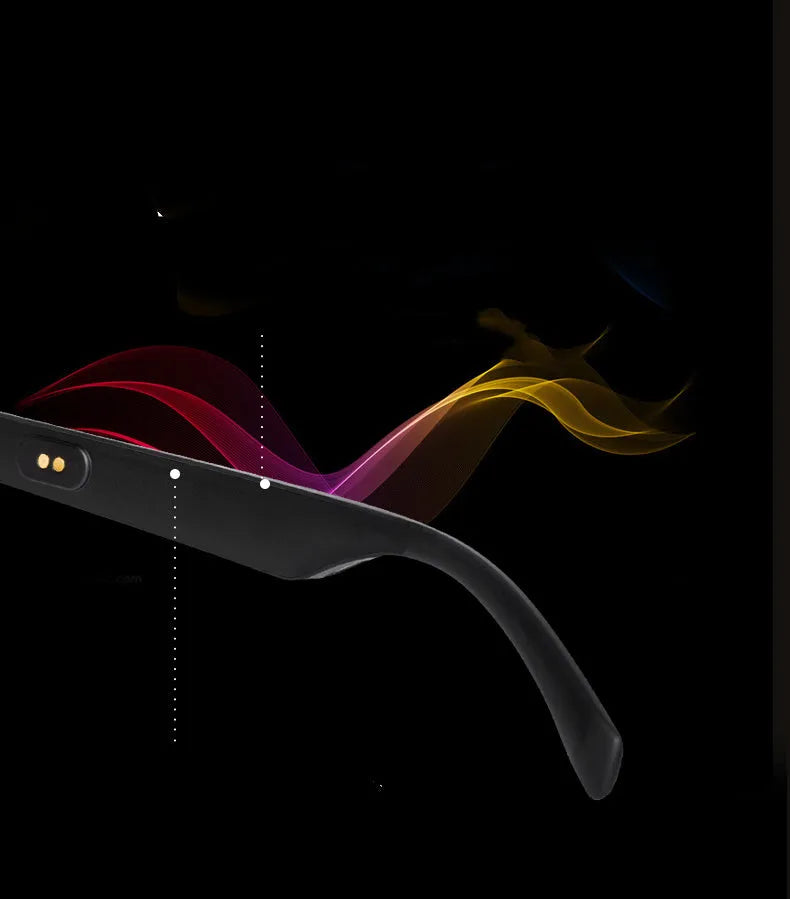 Smart sunglasses with Bluetooth open-ear speakers and polarised lenses.