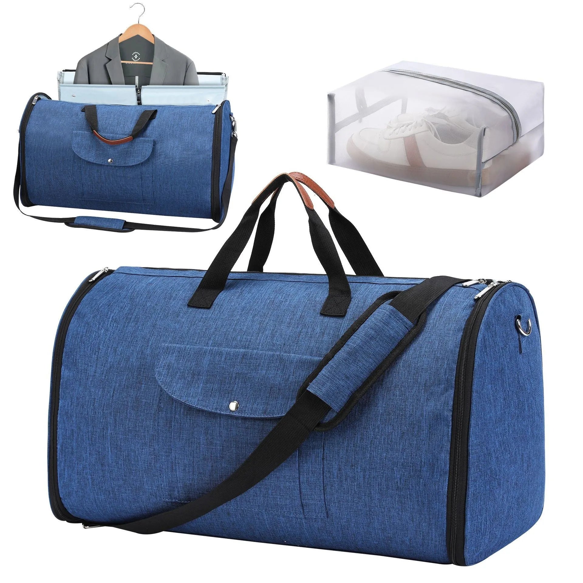 Folding duffel bag in Oxford cloth with 36-55L capacity for travel and workouts