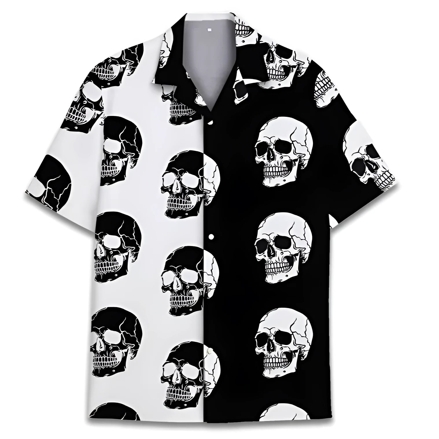 Men's Hawaiian shirt with Cuban collar and digital printed pattern in polyester fabric