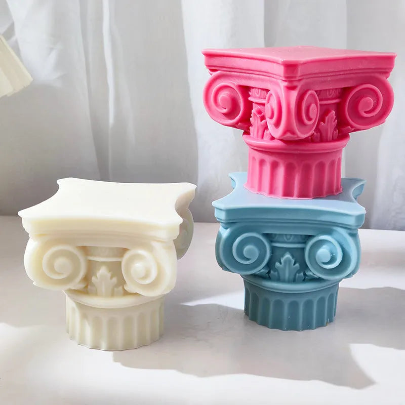 21.5cm tall Roman pillar silicone mould for candles and crafts in modern simplicity style