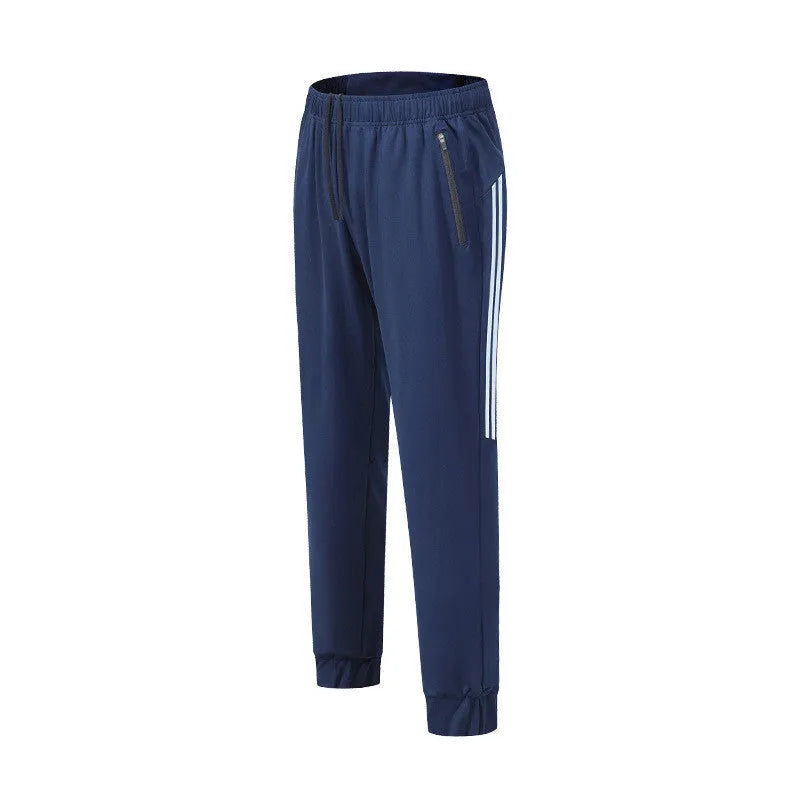 Men's black polyester running pants with mid waist design for exercise and sports