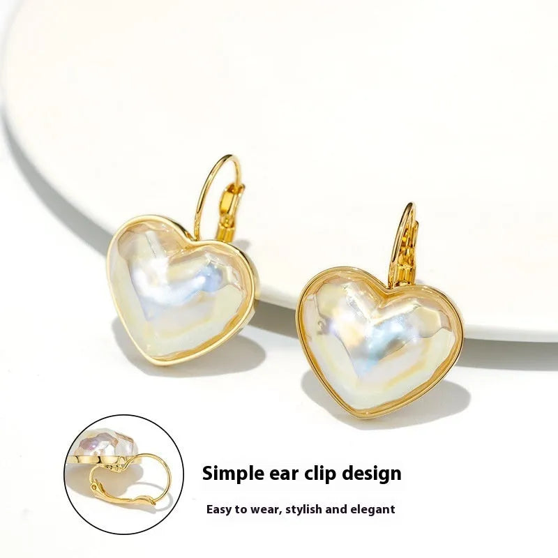 Gold alloy clip-on earrings with natural styling for women's summer fashion