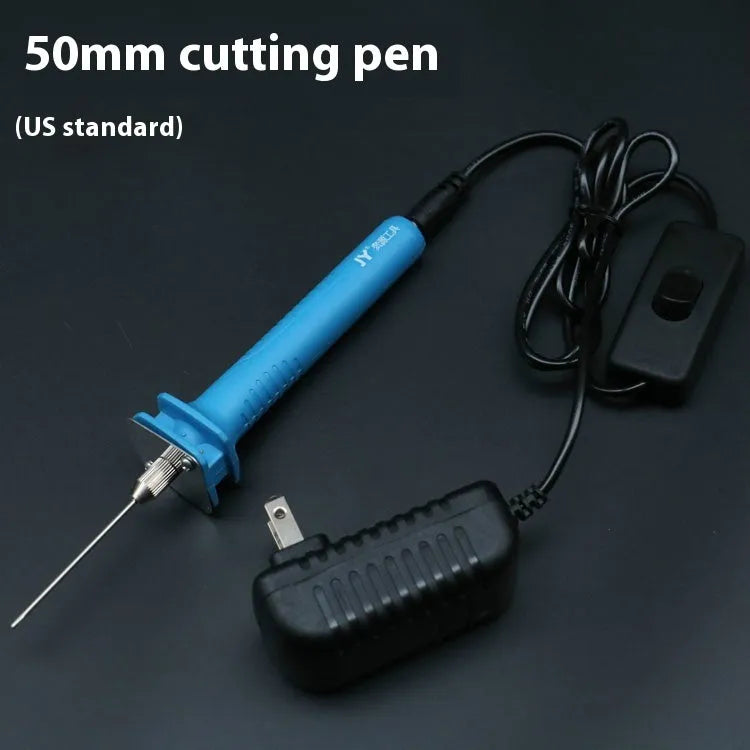 Blue plastic-handled electric heating cutter pen for foam and pearl cotton.