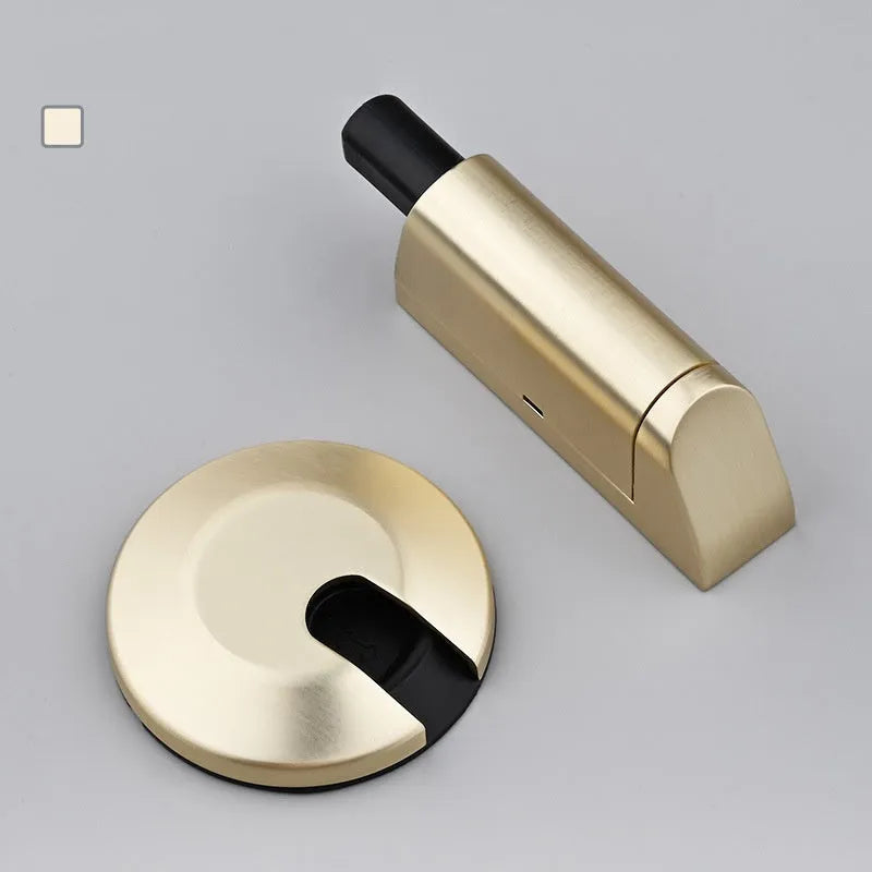 Zinc alloy invisible door stopper in six colour options including black, milky white and brushed metals