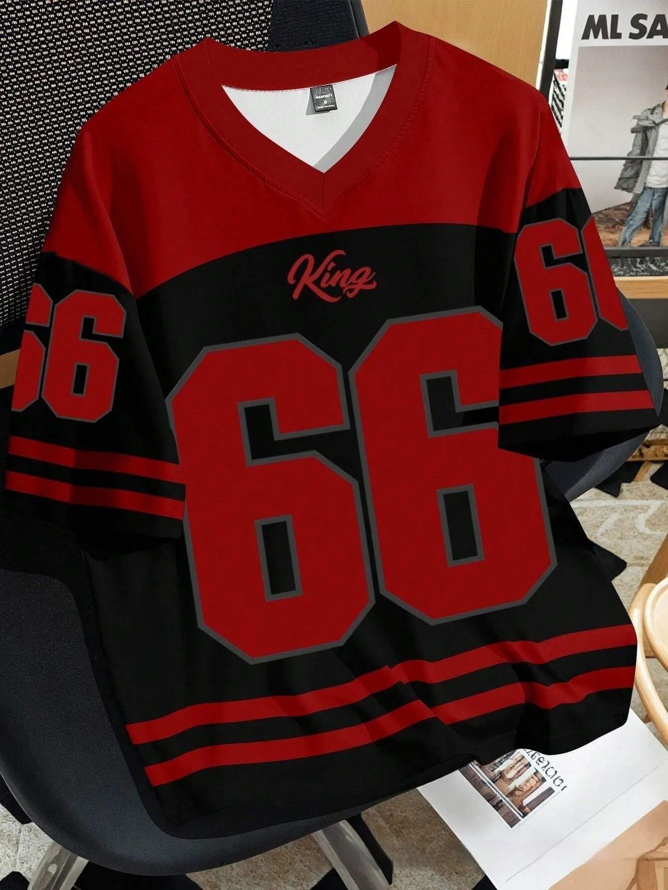 Men's Chicago No 23 3D printed T-shirt in bird eye polyester fabric with digital printing and striped pattern