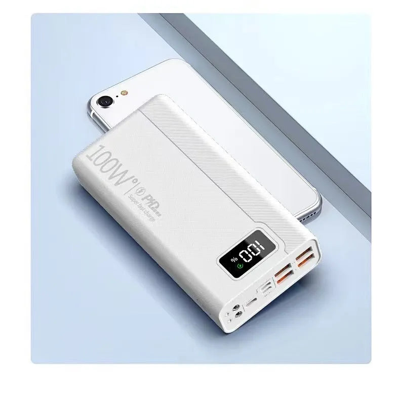 Black and white large capacity power bank with fast charging support