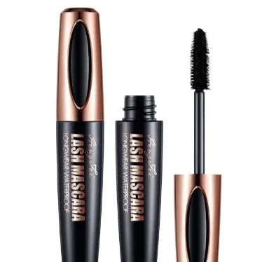 Black waterproof mascara tube for long curling, sweat-proof, and smudge-resistant wear.