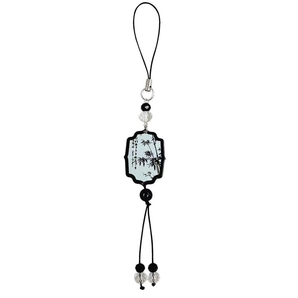 Guofeng Chinese style pendant keychain with floral bead design in Fan colour theme.