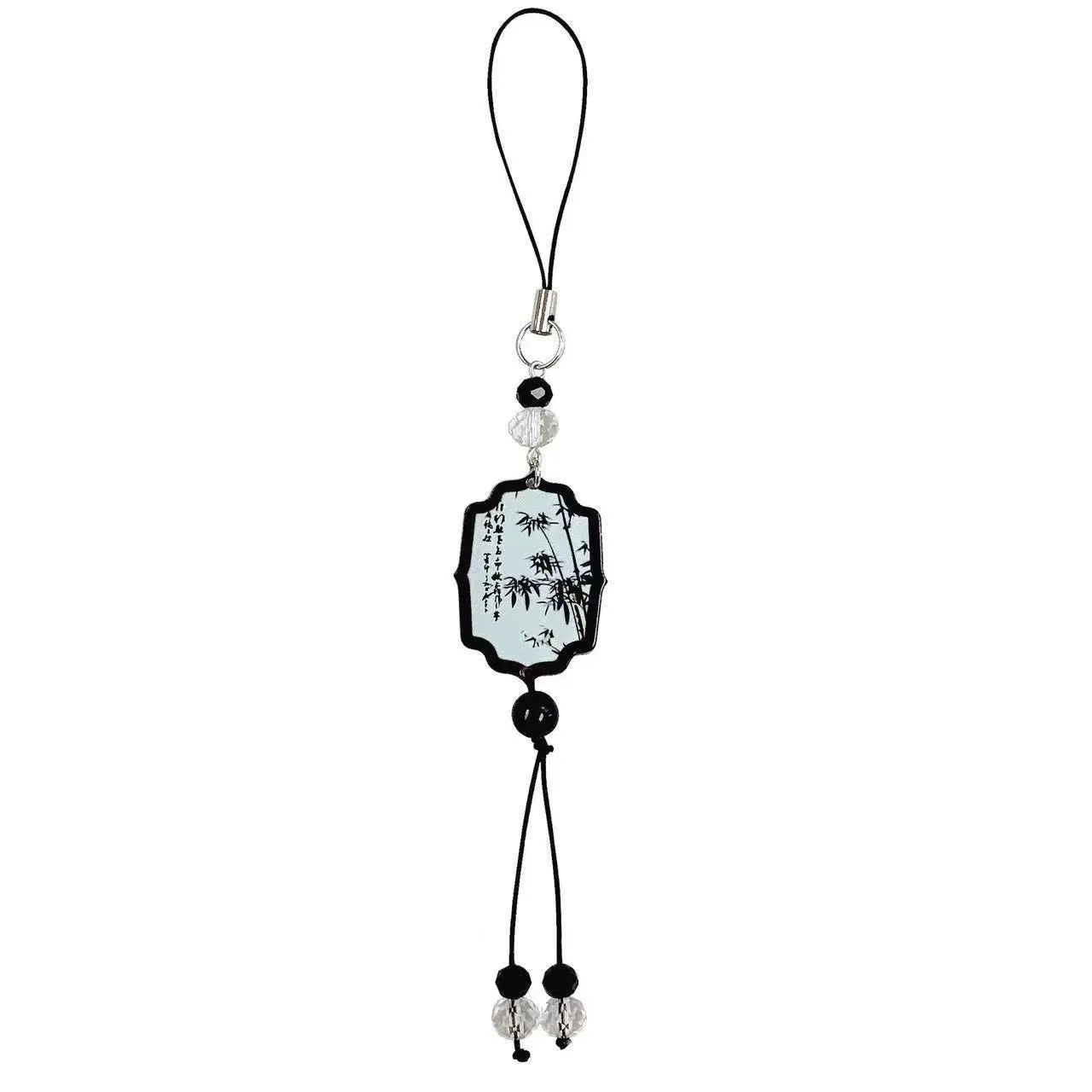 Guofeng Chinese style pendant keychain with floral bead design in Fan colour theme.