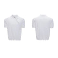 Men's slim-fit knitted polo shirt with oblique zipper and lapel collar in black, white or grey colours