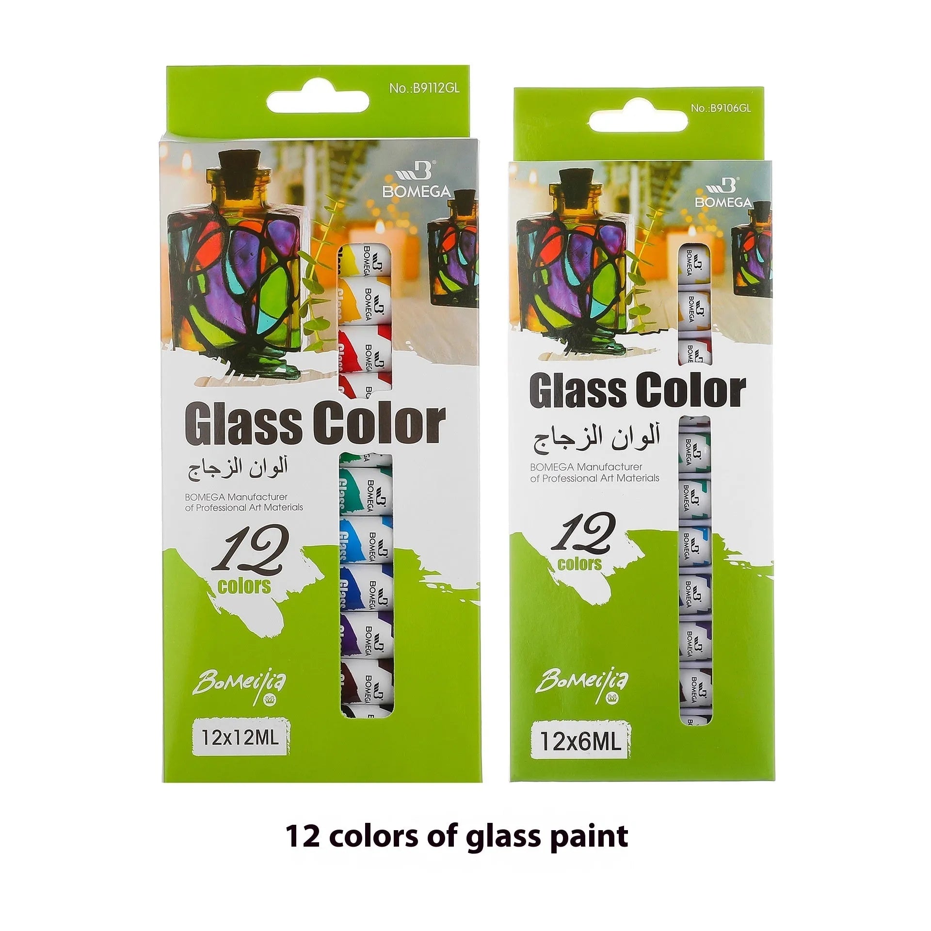 Artists' pigment set with tubes for watercolour, gouache, acrylic and oil painting techniques in twelve colours