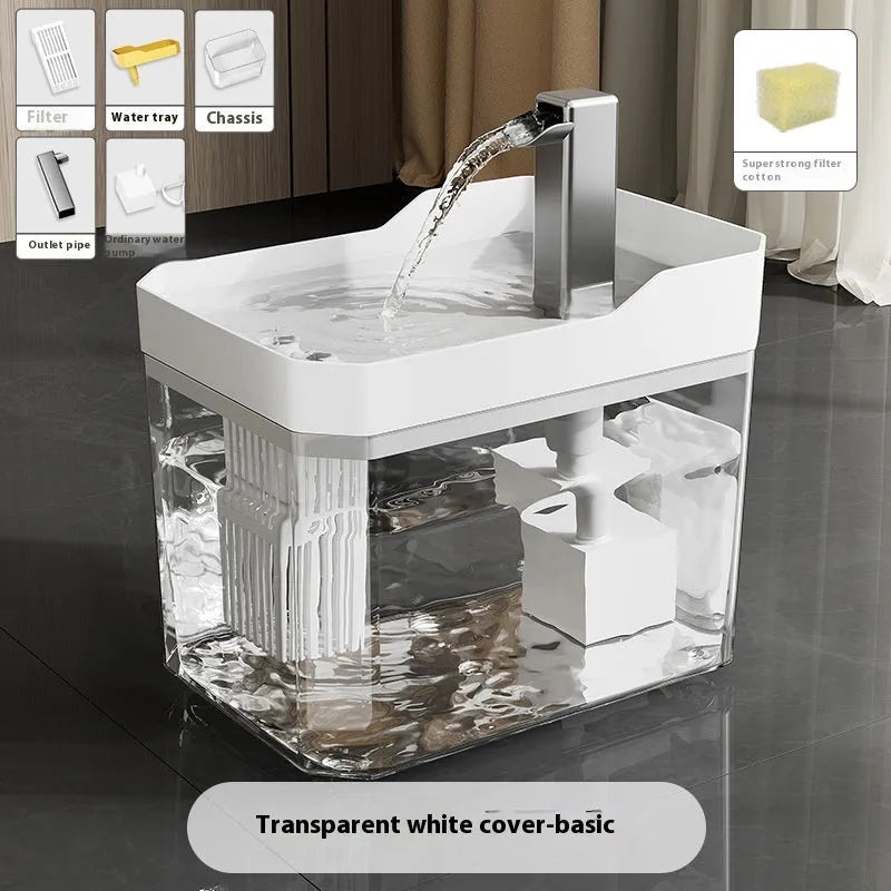 Automatic cat water fountain with transparent cover and circulating water filter system