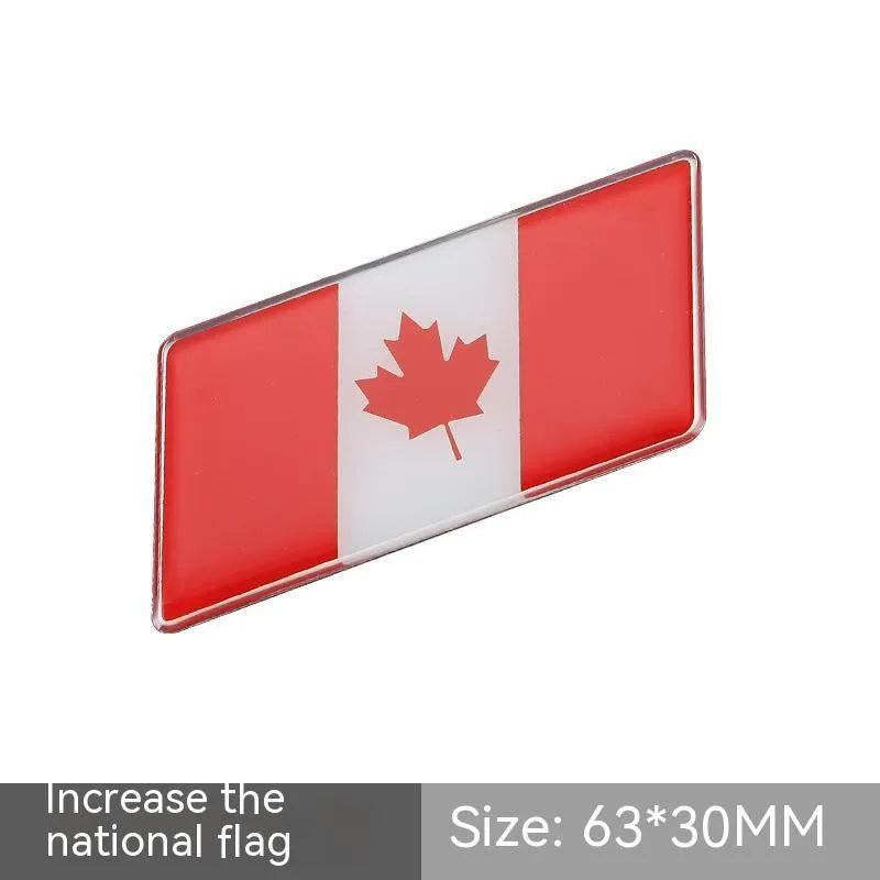 Aluminium car sticker flag emblem showing national flag design in parallelogram shape